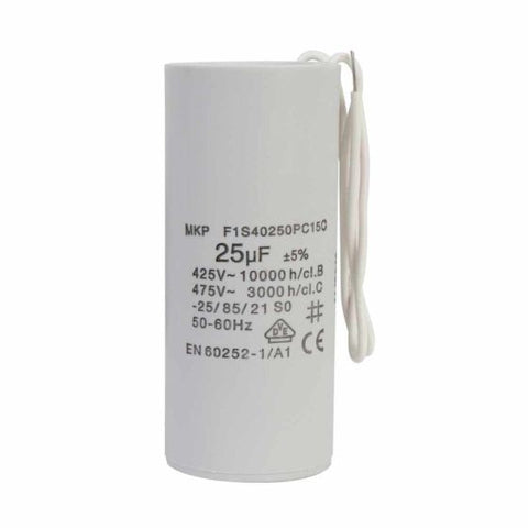 E2037 - Capacitor 25MF Â±5%, 425 - 475V, sin tornillo para las bombas PRISMA25, PRISMA35N, SILEN, WIPER, DRAINCOR