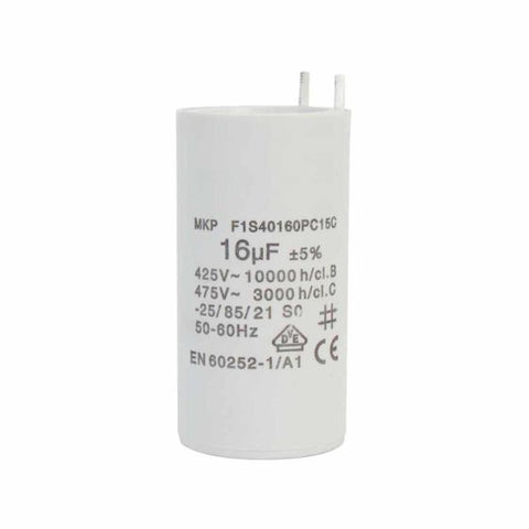 E2049 - Capacitor 16MF Â±5%, 425 - 475V, sin tornillo para las bombas PRISMA25, DELTA, DRAINEX, DRAINCOR